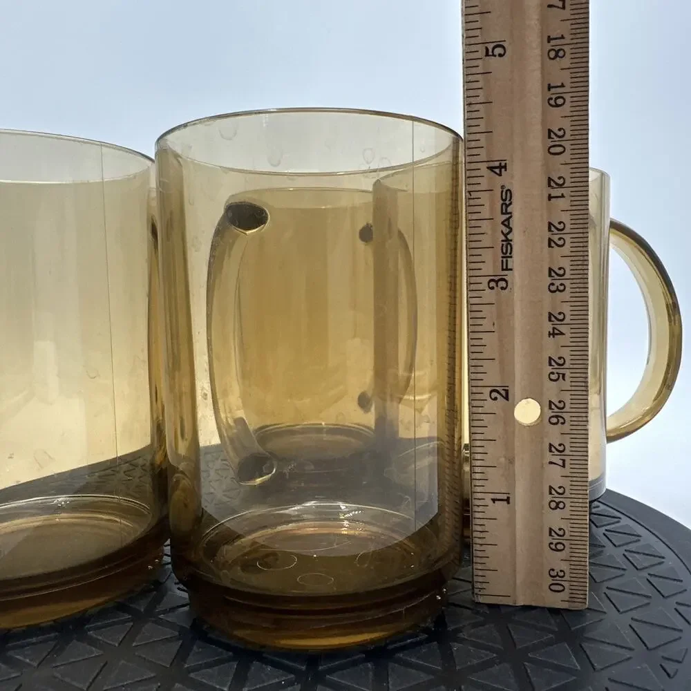 Vintage Set of 4 Brown Stackable Acrylic Cups Mugs